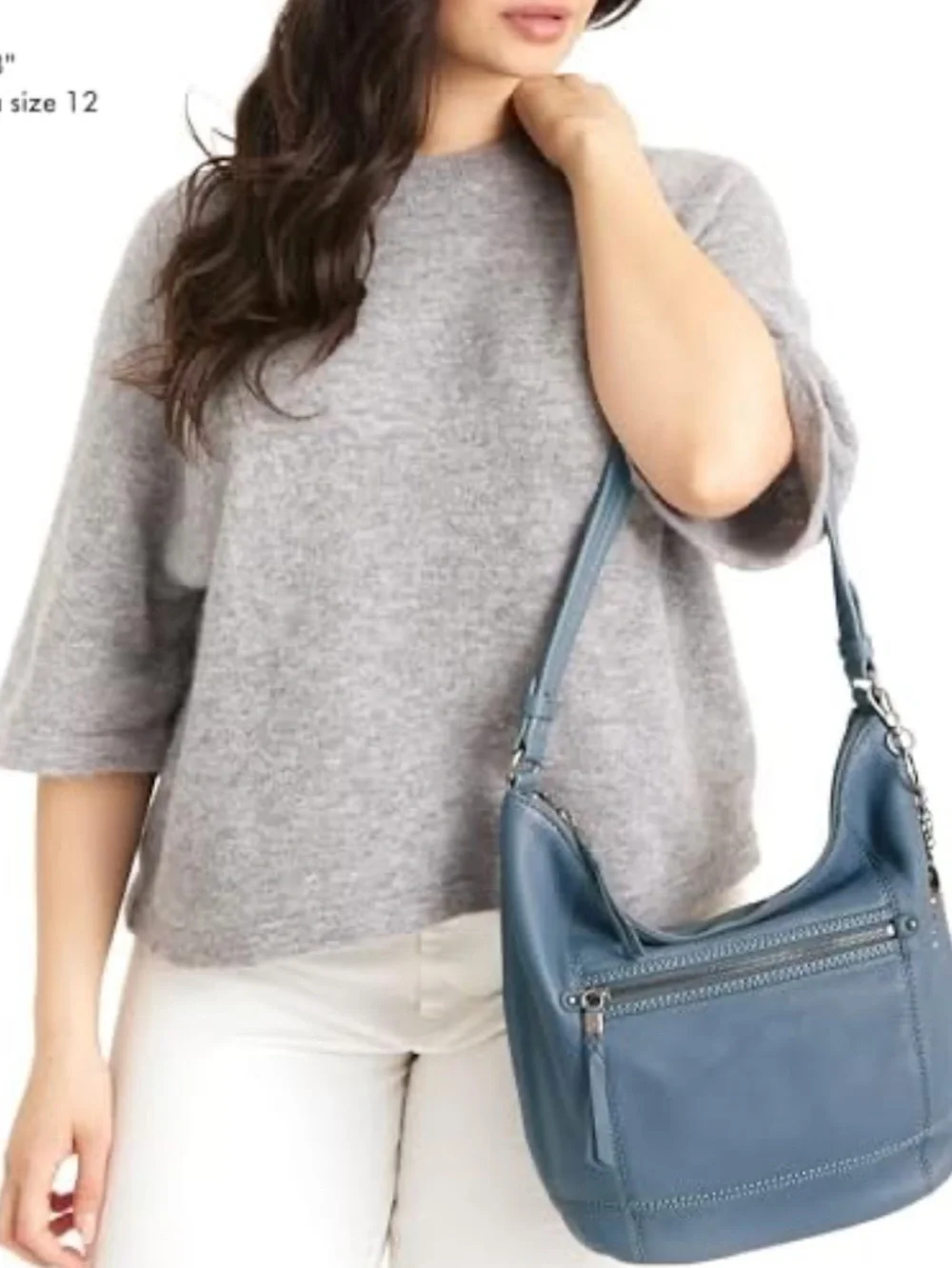 the sak teal blue Pebbled Leather roomy lightweight hobo shoulder bag